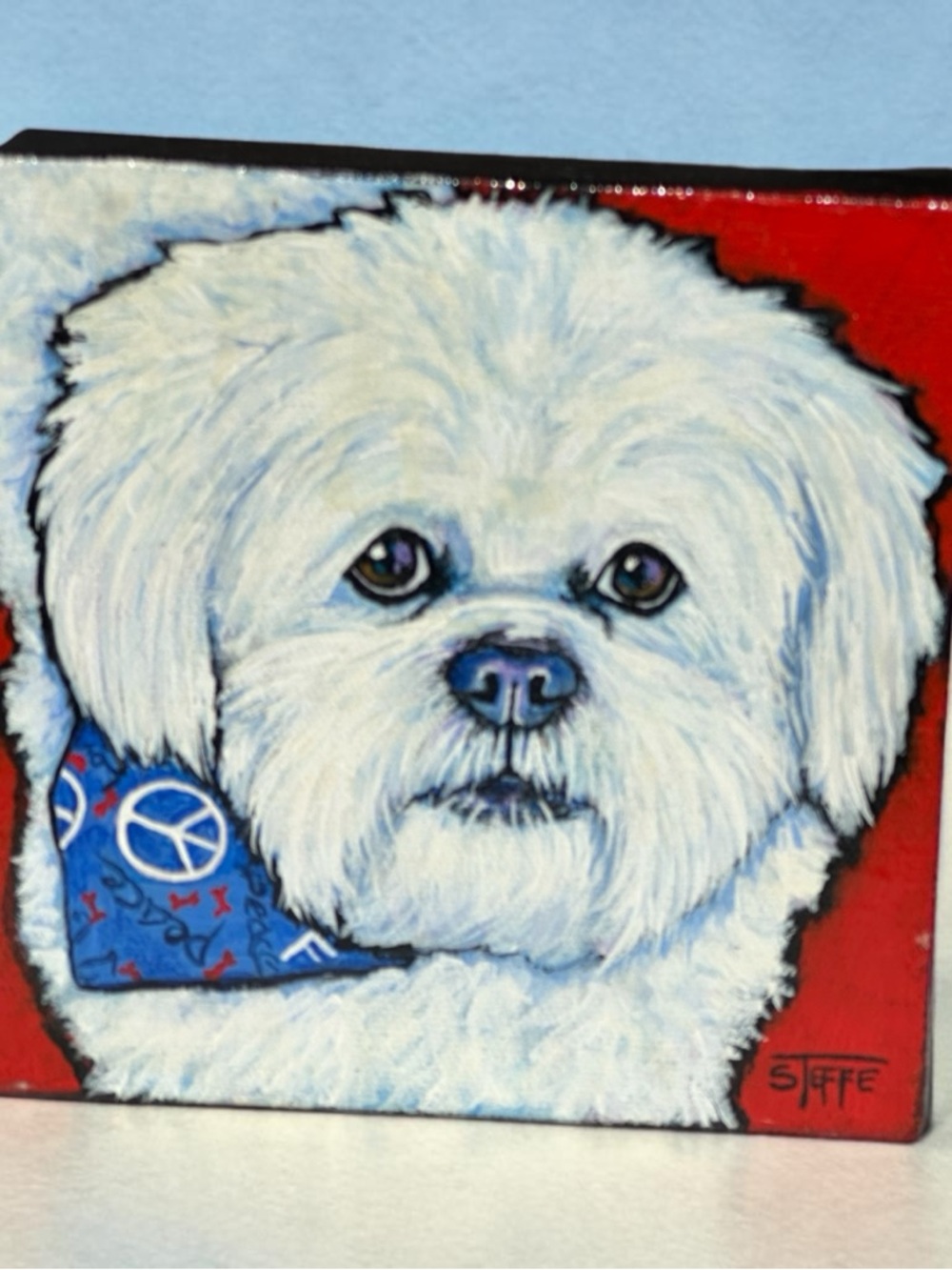 Oil Painting Of Dog Original Maltese Shih Tzu Poodle White Gallery Wall